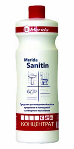 Средство кислотное от подтеков ржавчины, известкового налета и мочевого камня Sanitin от Merida (1л) арт NML102